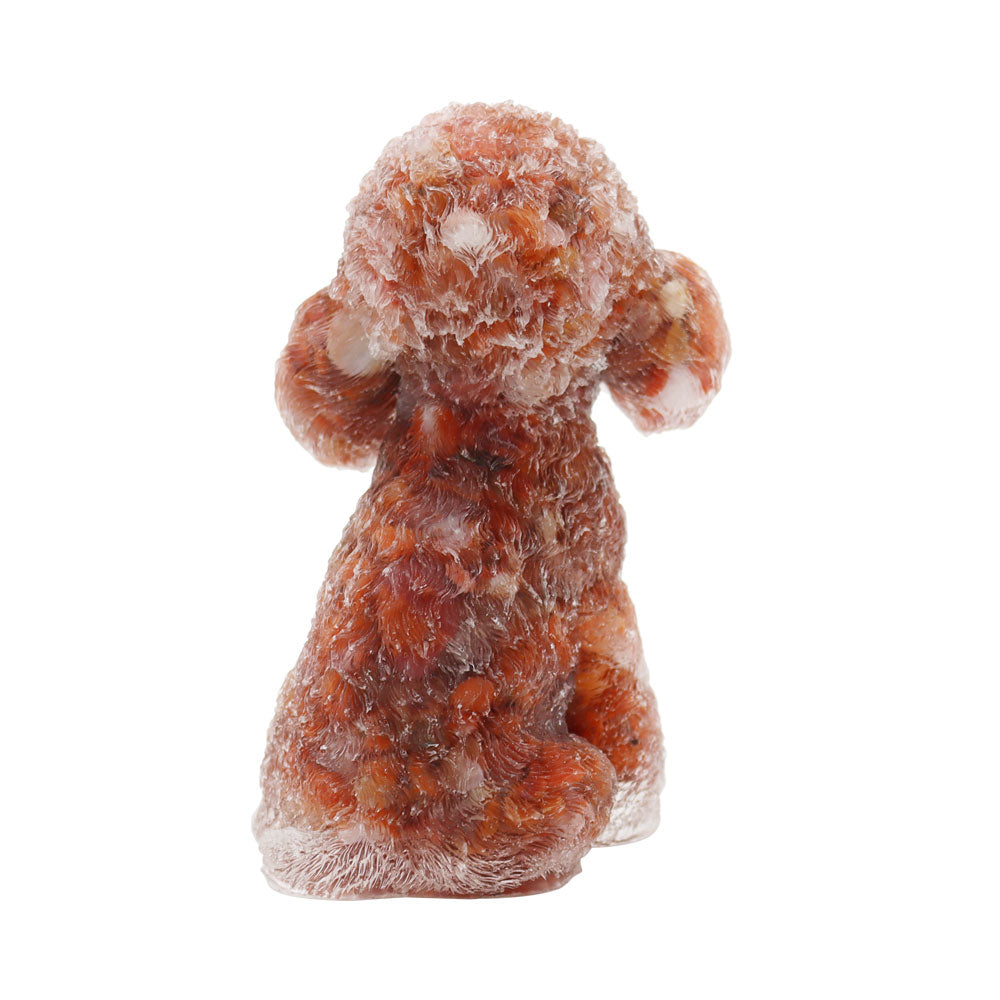 Carnelian Resin Toy Poodle Figurine 2-inch Spiritual Animal Statue