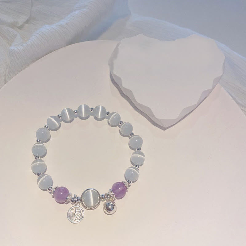 Cat's Eye Amethyst Fu Character Support Bracelet