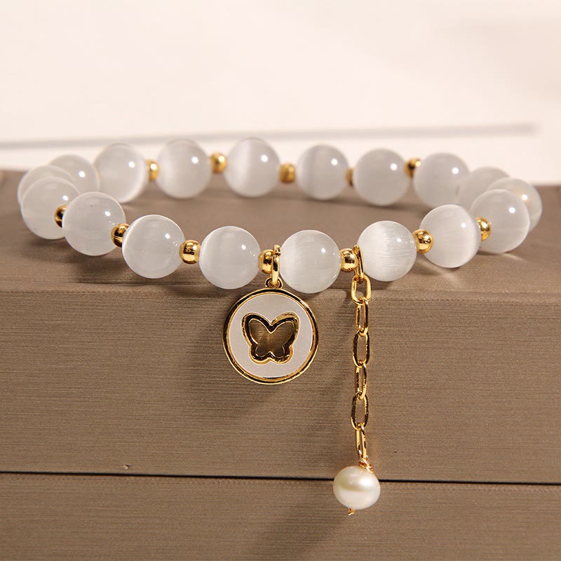 Cat's Eye Butterfly Charm Spiritual Bracelet for Peace & Love