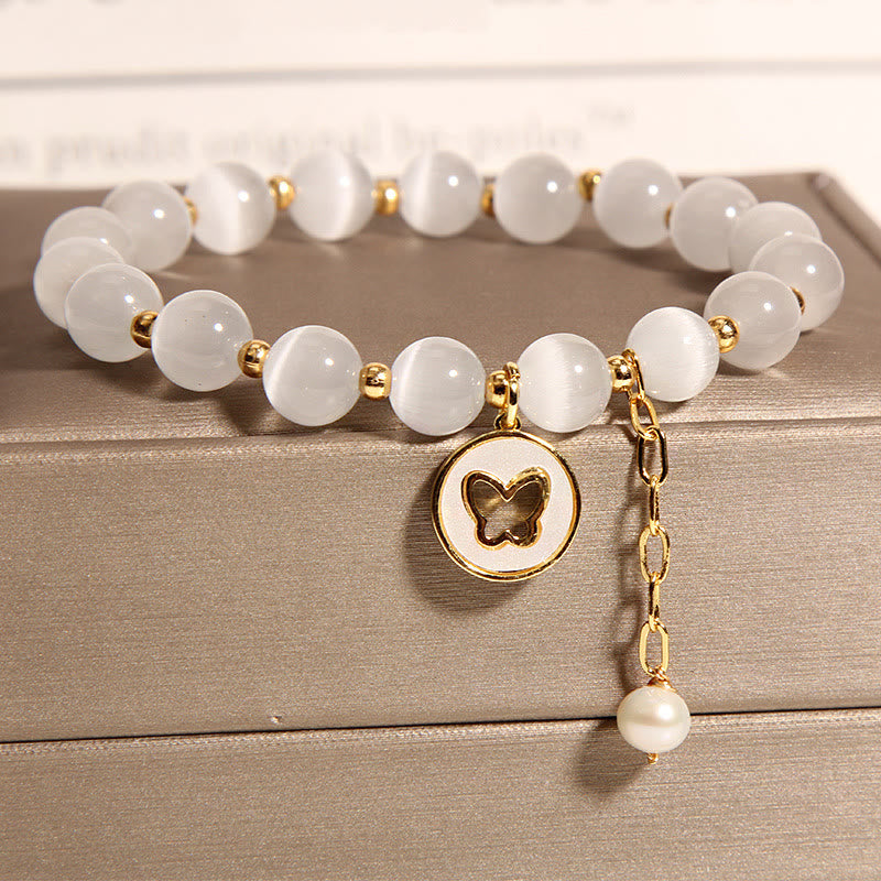 Cat's Eye Butterfly Charm Spiritual Bracelet for Peace & Love