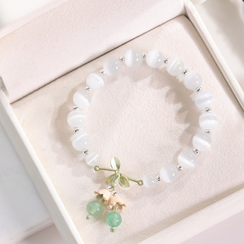 Cat's Eye Green Aventurine Peace Charm Bracelet 8mm