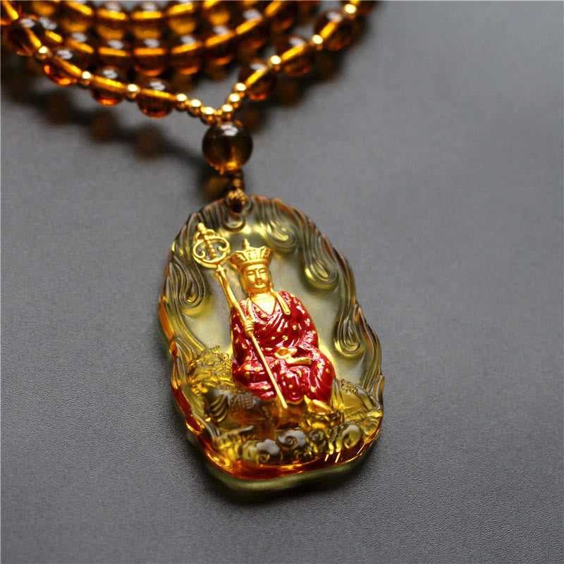 Ksitigarbha Buddha Liuli Crystal Compassion Necklace
