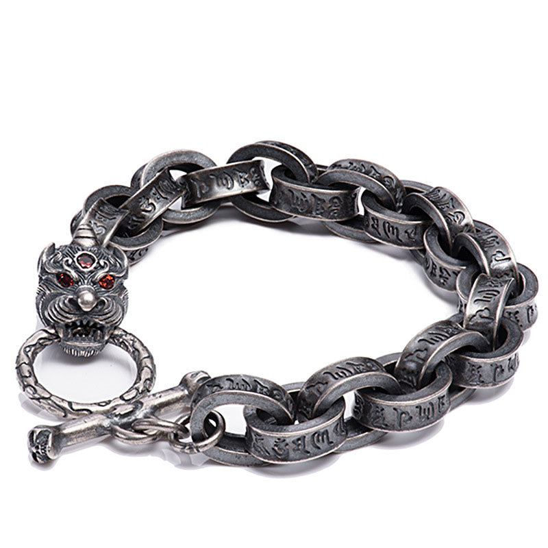 925 Sterling Silver Dragon Bracelet for Luck and Strength