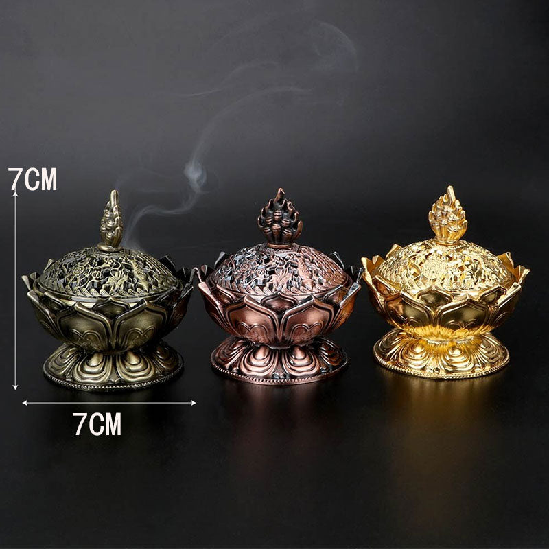 7cm Zinc Alloy Lotus Incense Burner for Meditation