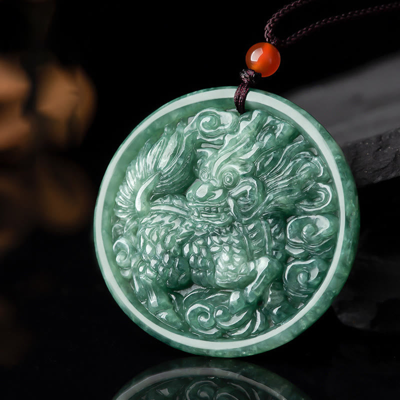 Natural Jade Kirin Abundance Necklace | Prosperity & Luck