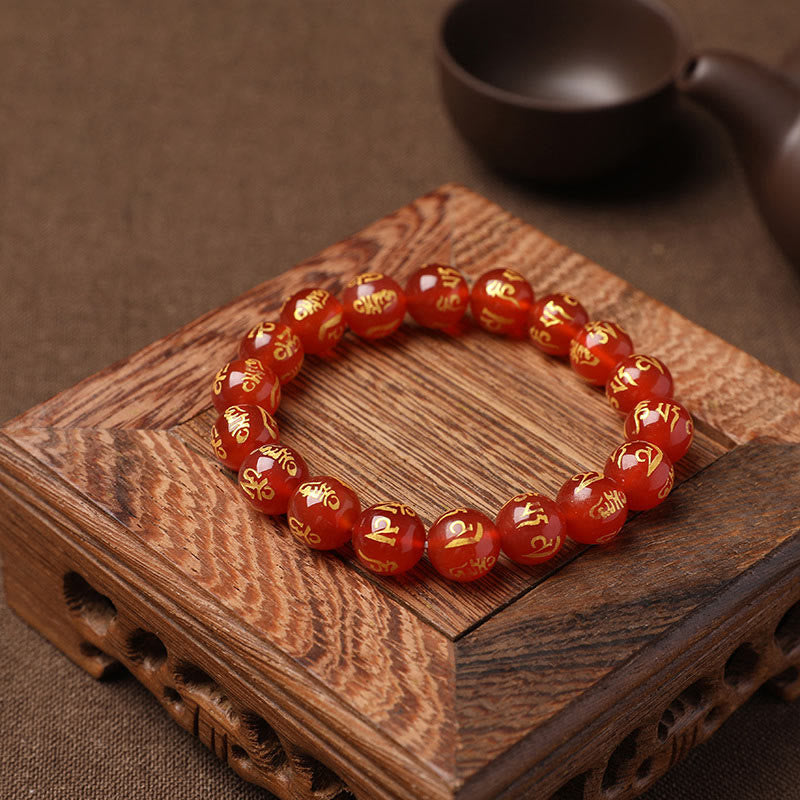 8mm White Crystal Om Mani Padme Hum Protection Bracelet