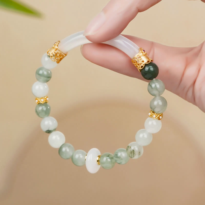 10mm Tianshan Jade Chalcedony Luck Bracelet for Women