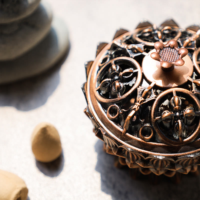 Lotus Shaped Zinc Alloy Incense Burner for Meditation