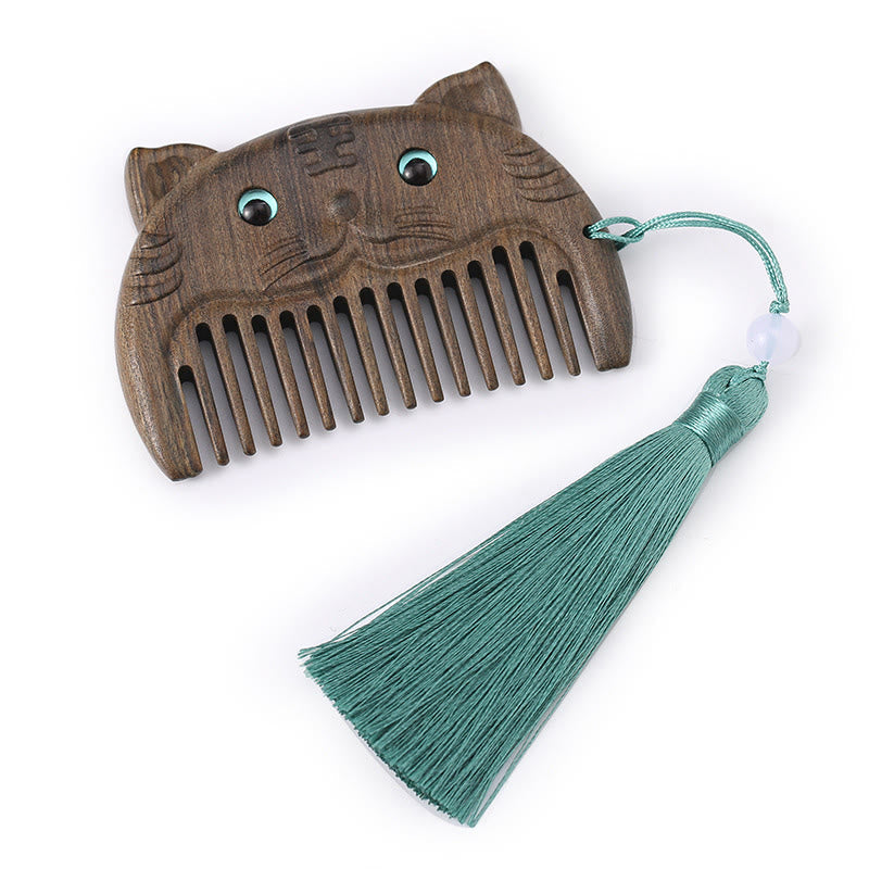 Chinese Zodiac Green Sandalwood Mini Peace Comb
