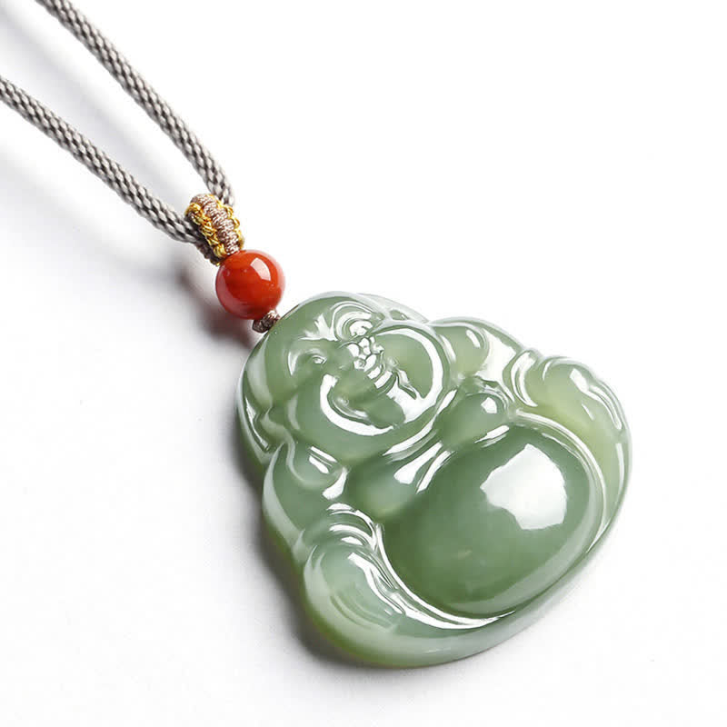 Hetian Jade Laughing Buddha Necklace for Abundance & Prosperity