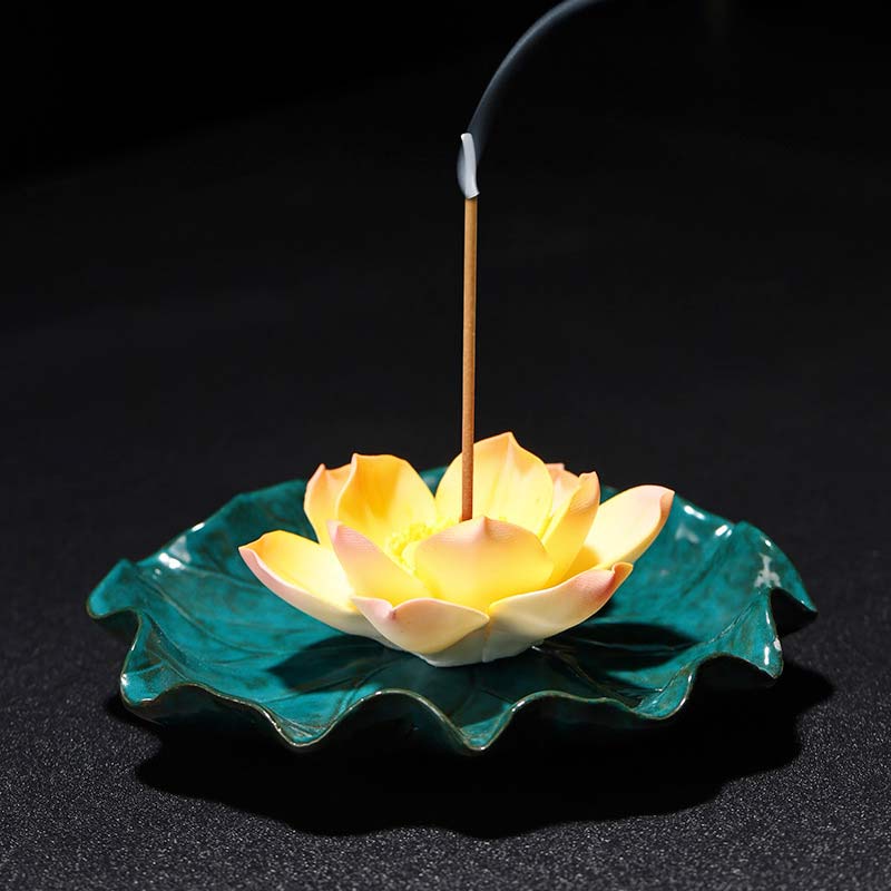 Tibetan Lotus Ceramic Incense Burner | Blessing Decor
