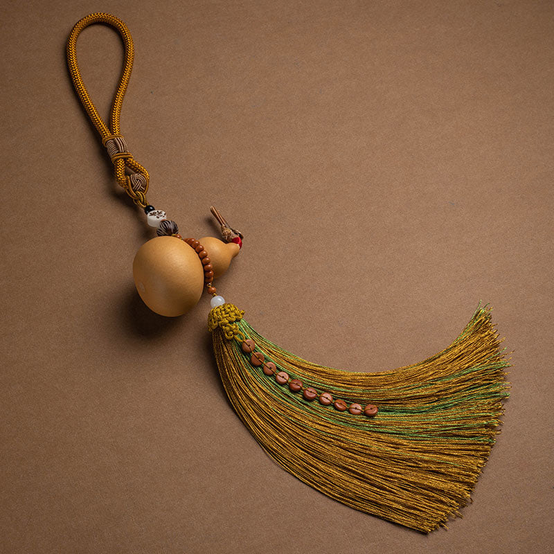 Feng Shui Five Emperor Coins Gourd Tassels 41cm Decoration