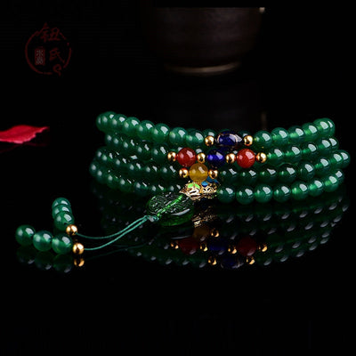 108 Beads Green Agate Mala Bracelet for Success & Power