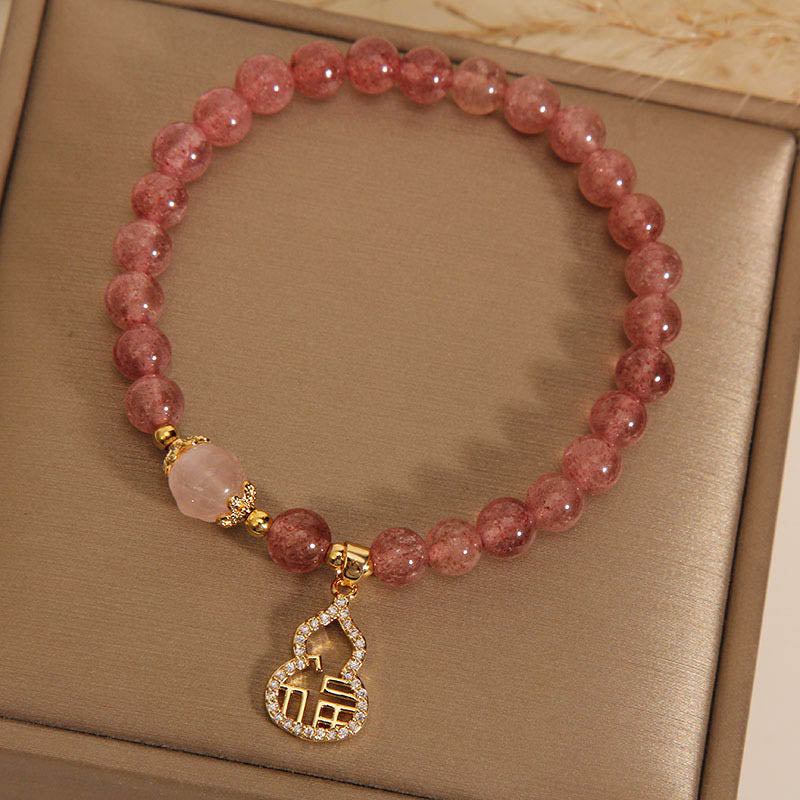 Strawberry Quartz Positive Energy Bracelet with Fu Charm
