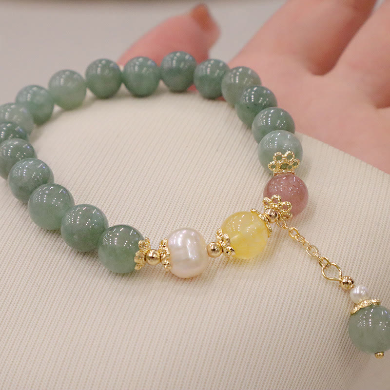 Jade Prosperity Abundance Bead Bracelet for Luck