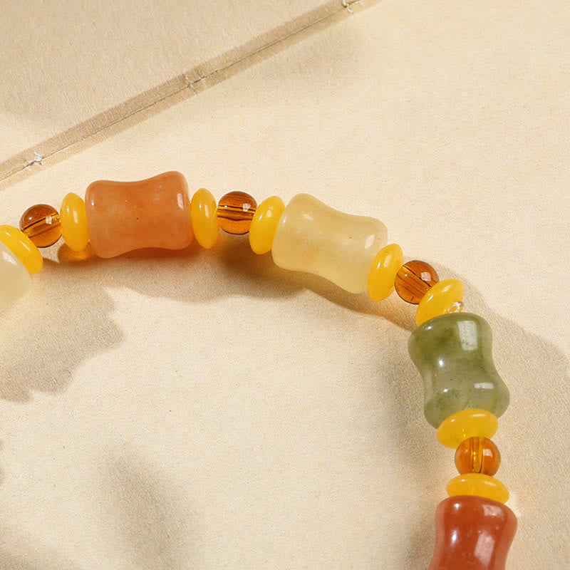 Golden Silk Jade Gourd Wealth Charm Bracelet
