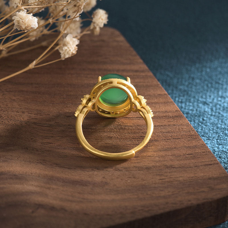10mm Green Jade Fortune Ring | Unisex Jade Ring