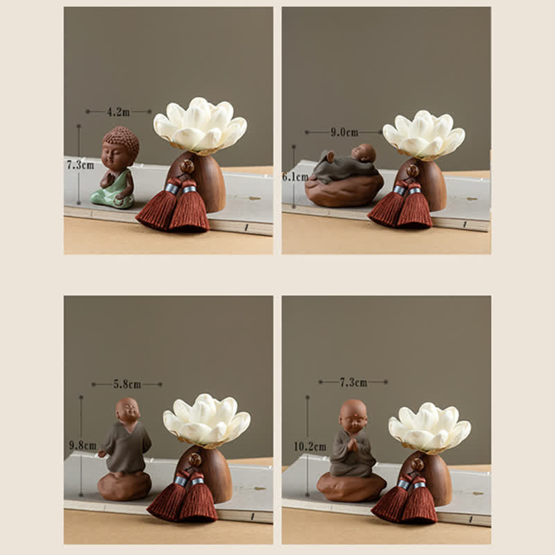 Black Peach Wood Buddha Flower Zen Decor 5.4cm Calm Cure