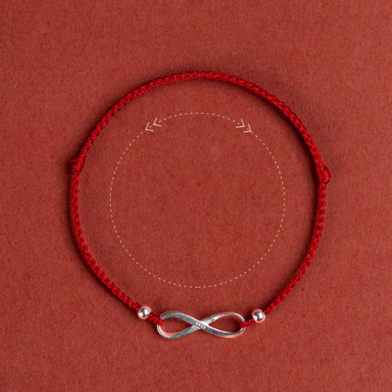 925 Sterling Silver Red String Bracelet Endless Knot Protection