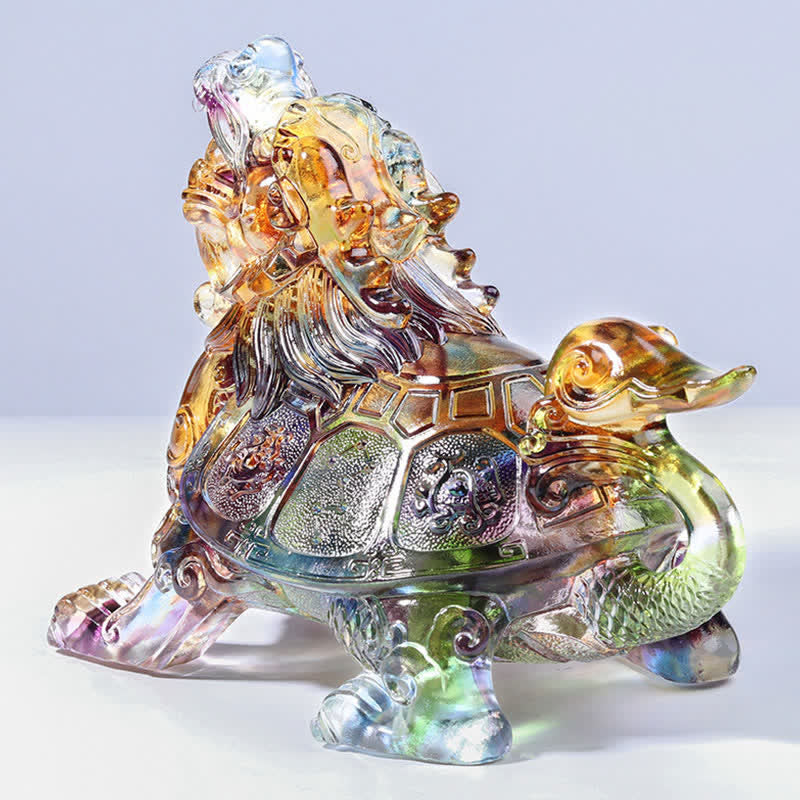 Liuli Feng Shui Dragon Turtle Crystal Art Piece