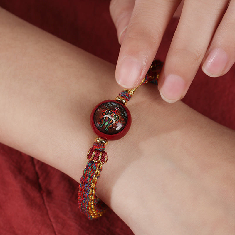 Colorful Rope Cinnabar Thangka Blessing Bracelet