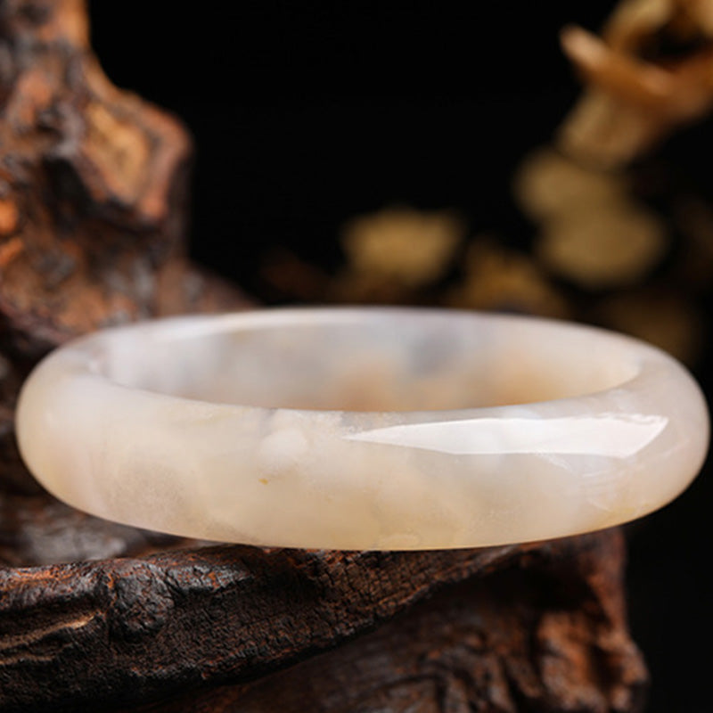 Natural Sakura Agate Peace Bracelet Bangle 55mm