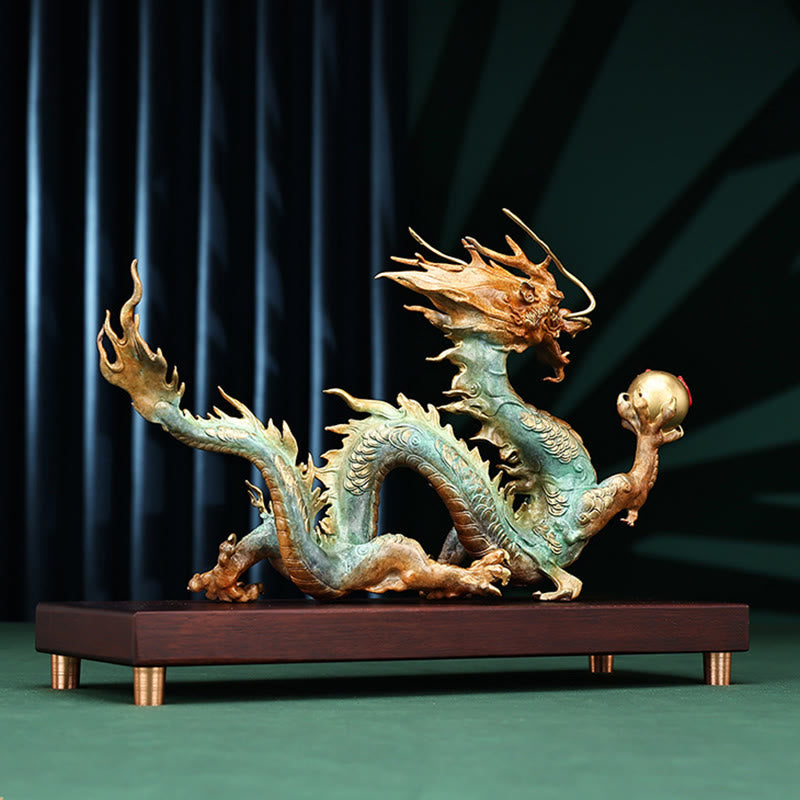 Brass Dragon Office Decoration | Feng Shui Luck Success 31cm