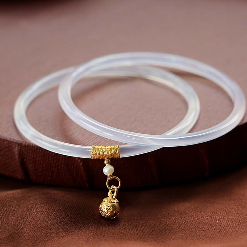 Cyan and White Jade Success Bracelet 58mm