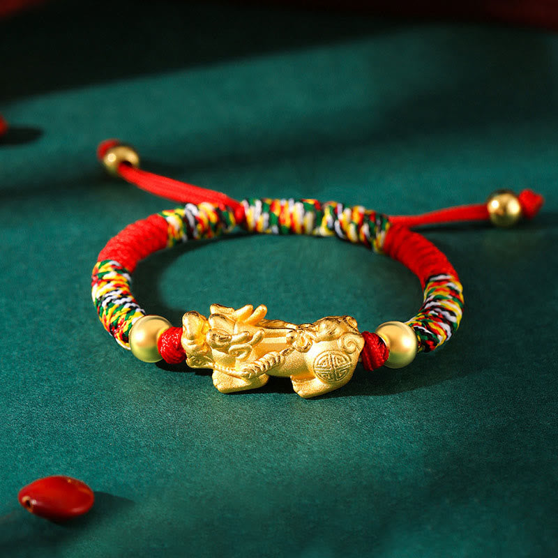 Kids Pixiu Bracelet in 999 Sterling Silver with King Kong Knot for Protection