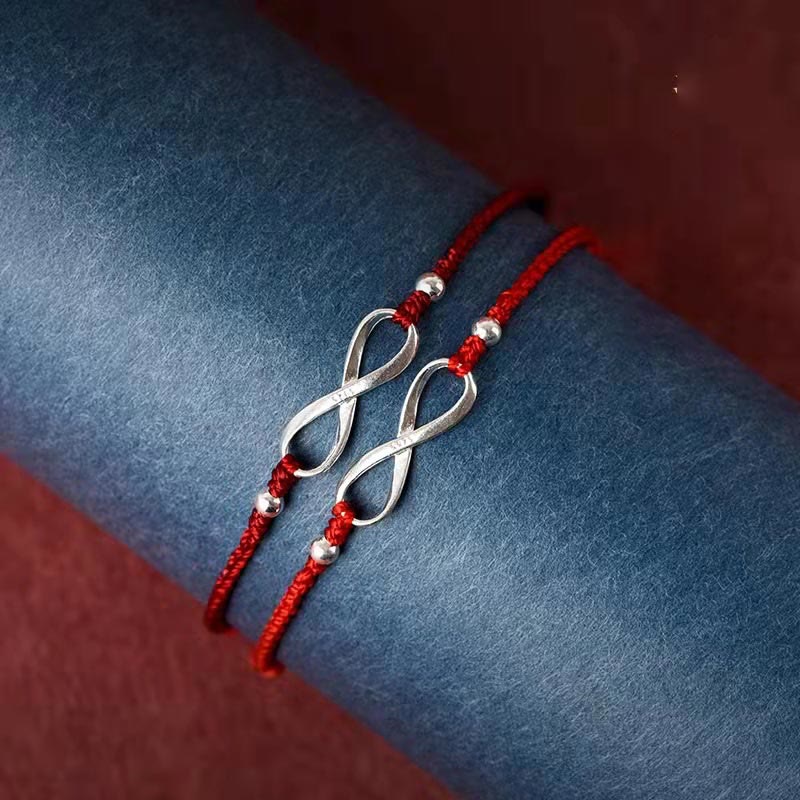 925 Sterling Silver Red String Bracelet Endless Knot Protection