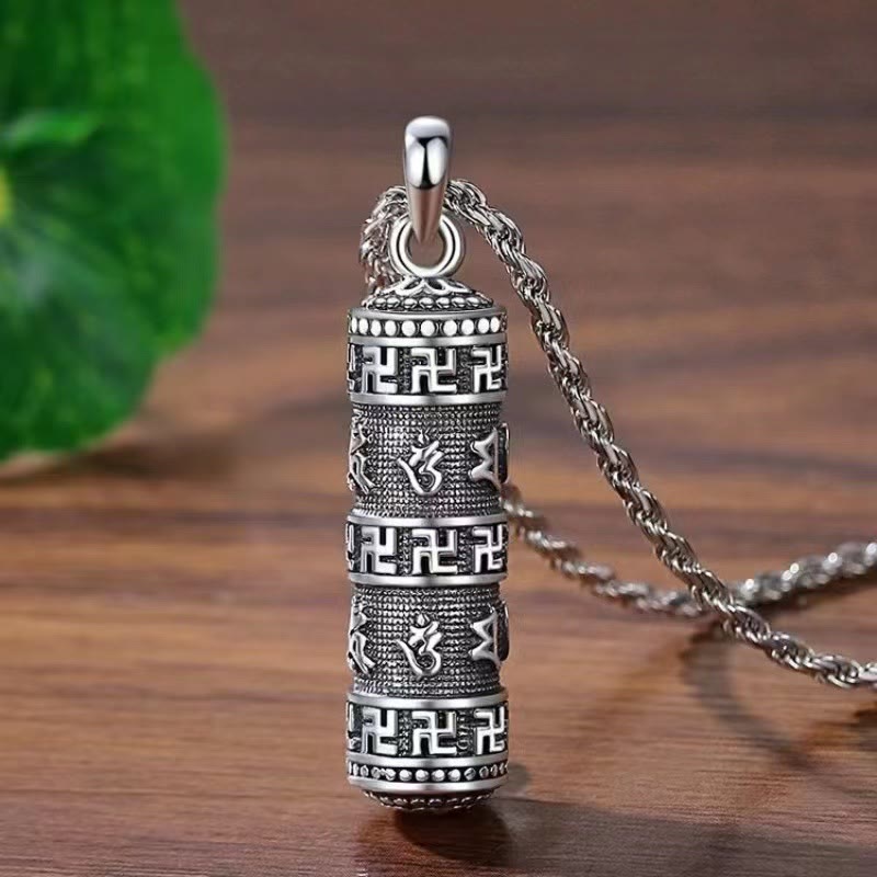 Om Mani Padme Hum Swastika Twisted Chain Wisdom Necklace