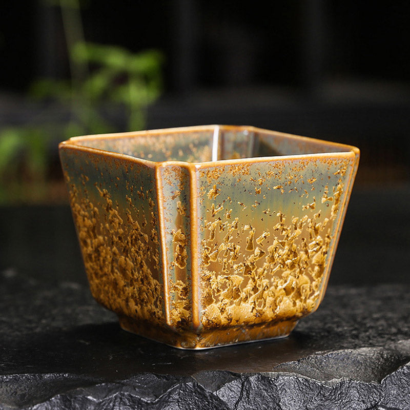 Colorful Brown Ceramic Chinese Tea Cup Bowl 210ml Size
