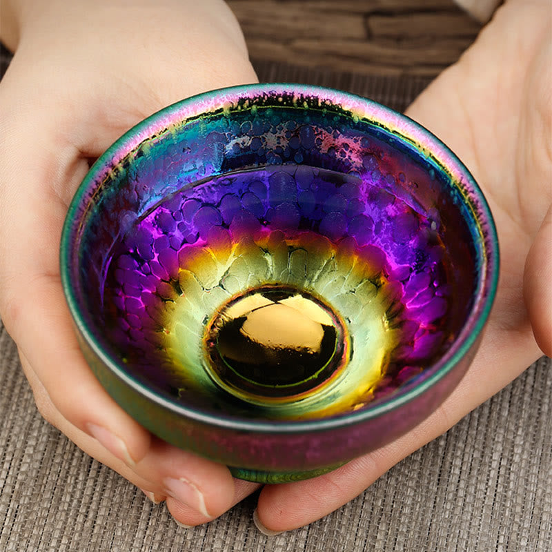 Fairy Rainbow Tenmoku Ceramic Tea Cup 301-400ml