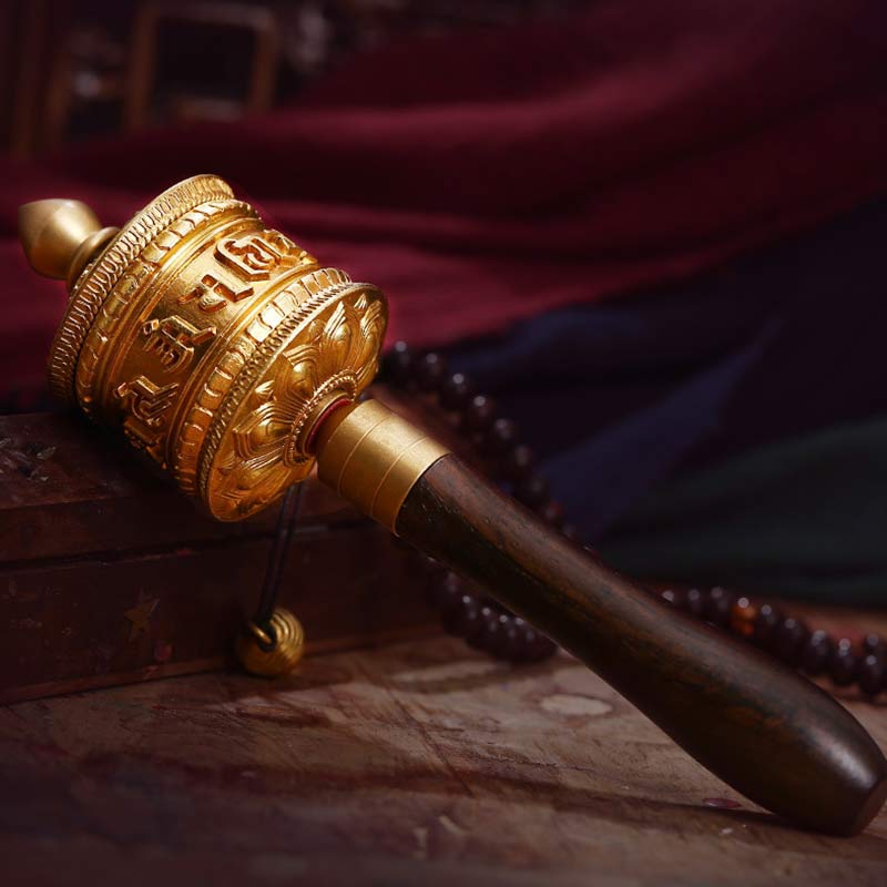Tibetan Copper Prayer Wheel with Om Mani Padme Hum Mantra