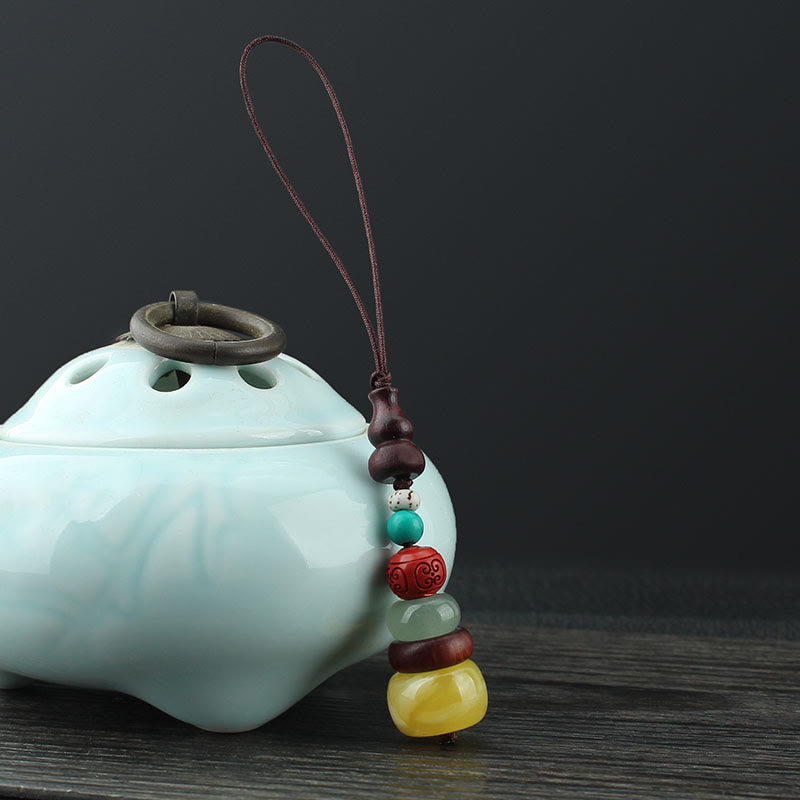 Spiritual Green Sandalwood Ebony Wood Phone Hanging Decoration