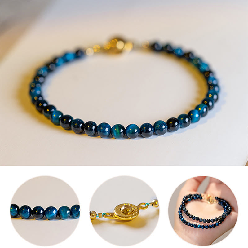4mm Blue Tiger Eye Protection Chain Bracelet