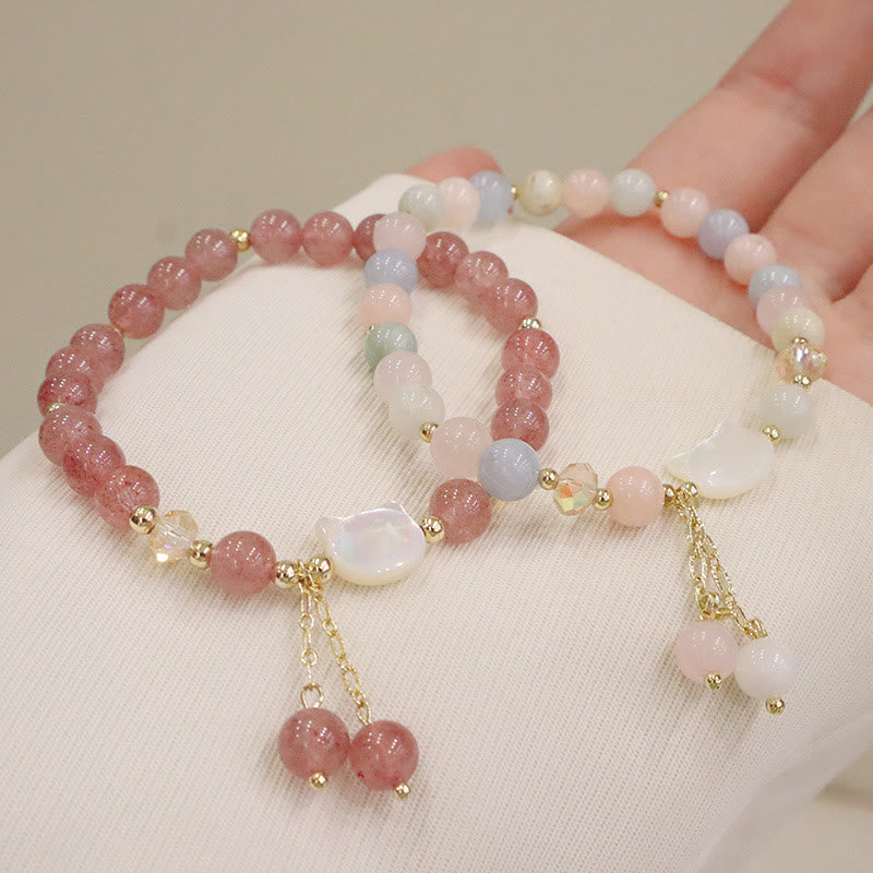 Morganite and Strawberry Quartz Love Bracelet 12-14cm