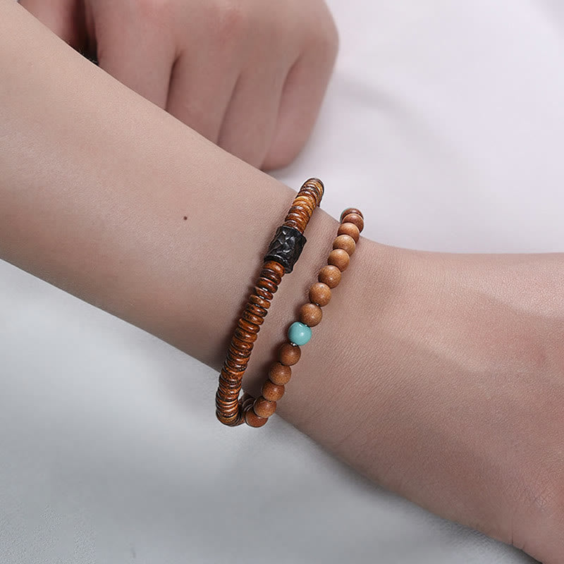 Sandalwood Turquoise Double Wrap Protection Bracelet 6mm