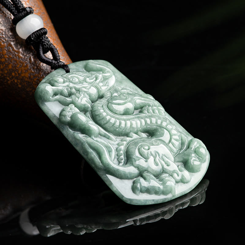 Jade Dragon Necklace for Success & Protection Pendant