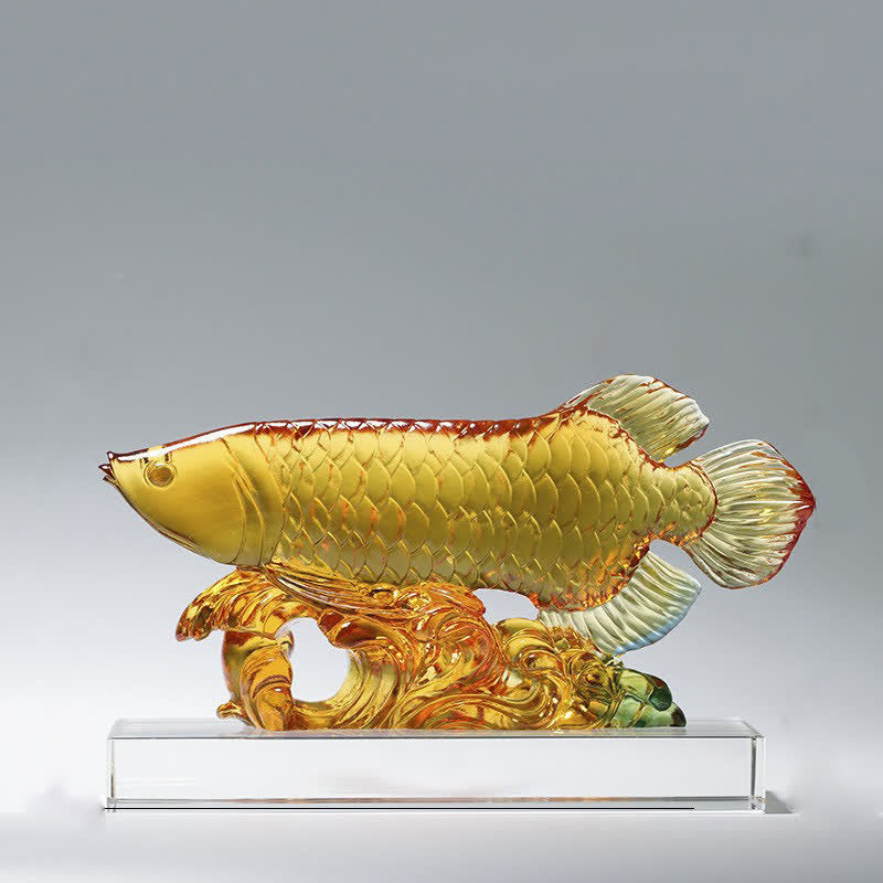 Handmade Liuli Crystal Koi Fish Feng Shui Decor