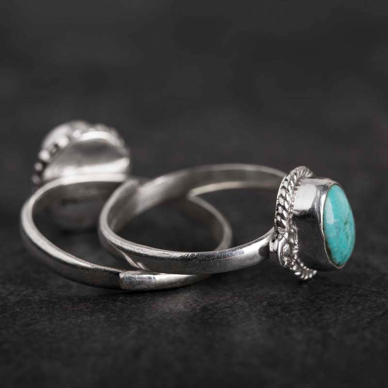 Adjustable Turquoise Ring 925 Sterling Silver Wisdom