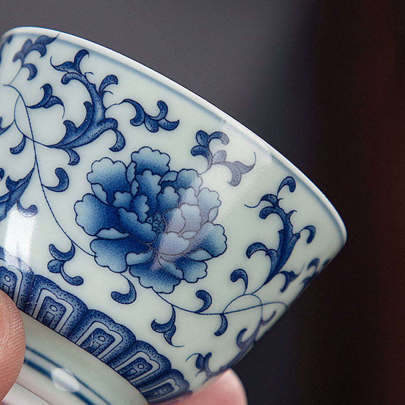 Small Ceramic Tea Cup 50ml | Blue Landscape Handmade Tableware