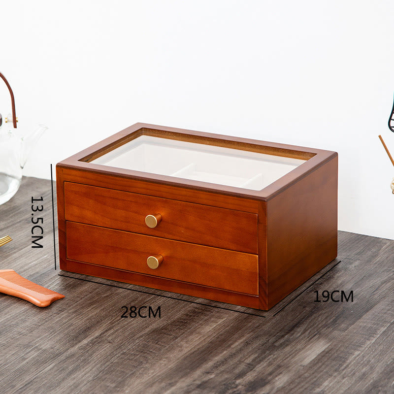 Three Layers Solid Wood Jewelry Box with Drawer | Spiritual Storage