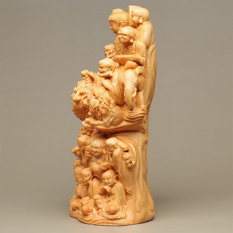 Thuja Sutchuenensis Wood Eighteen Arhats Buddha Statue