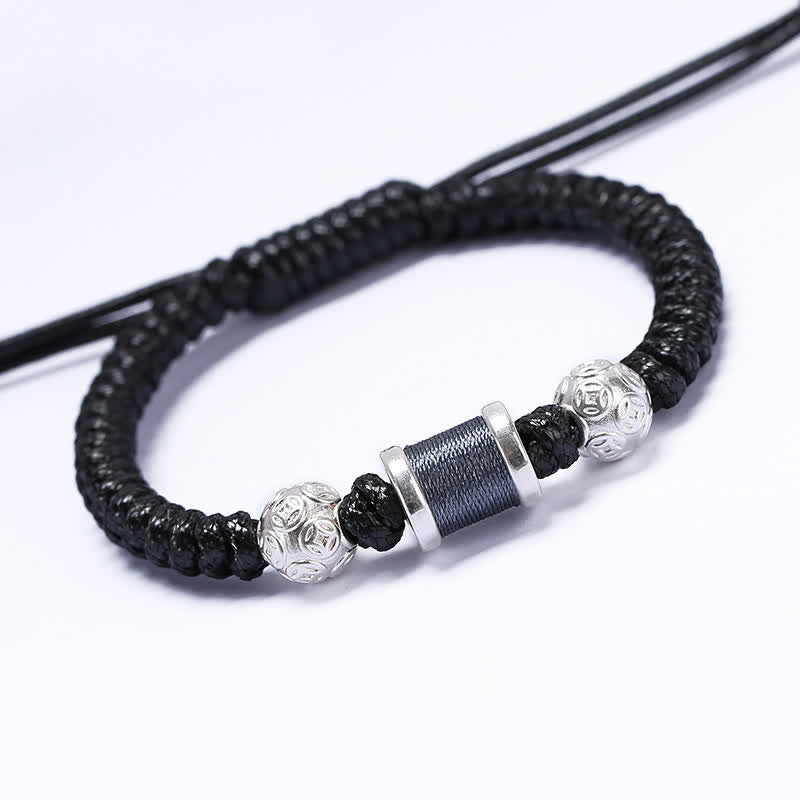 999 Sterling Silver Copper Coin Balance Bracelet for Spiritual Protection