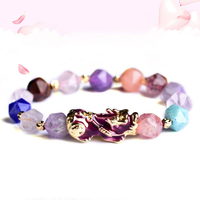 10mm Amethyst Feng Shui Pi Xiu Pixiu Bracelet for Luck