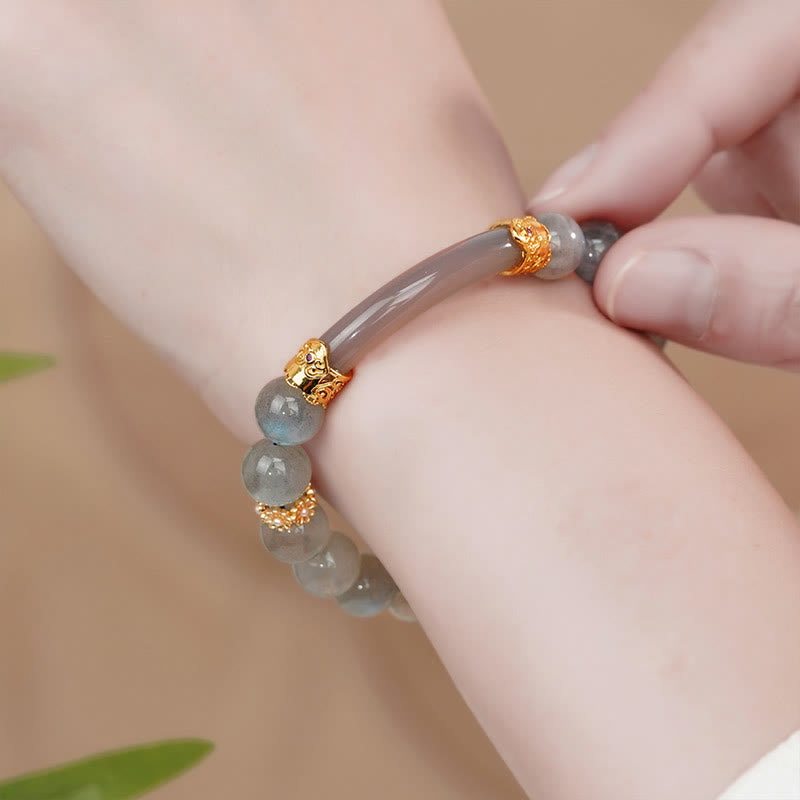 10mm Labradorite and Moonstone Healing Bracelet for Change