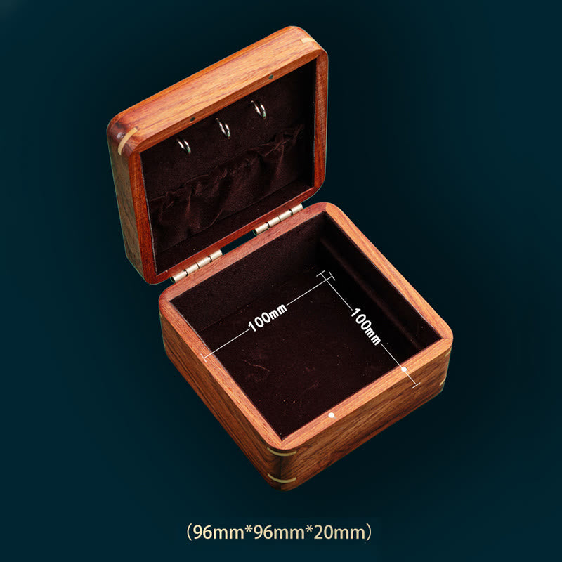 Rosewood Jewelry Box with Antique Flower Leaf Design - Handmade Storage