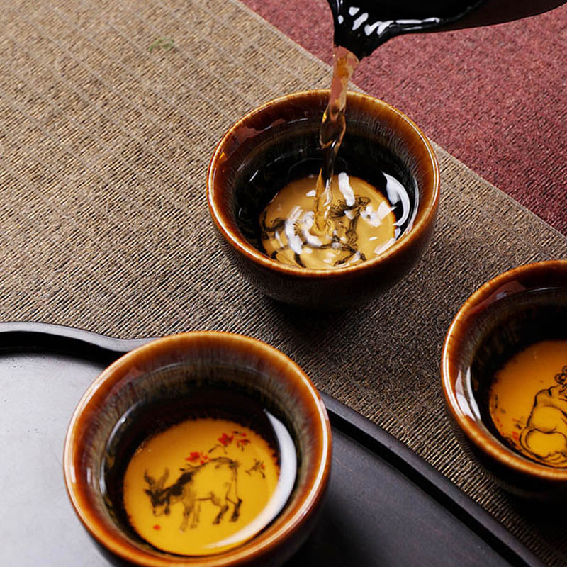 Ceramic 12 Chinese Zodiac Teacup 73ml for Tea Ritual