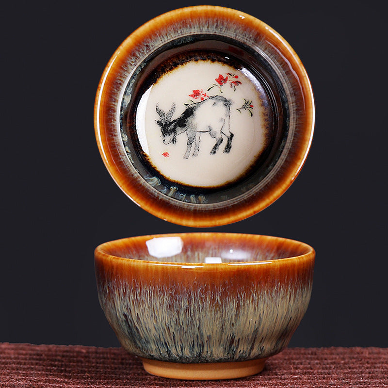 Ceramic 12 Chinese Zodiac Teacup 73ml for Tea Ritual